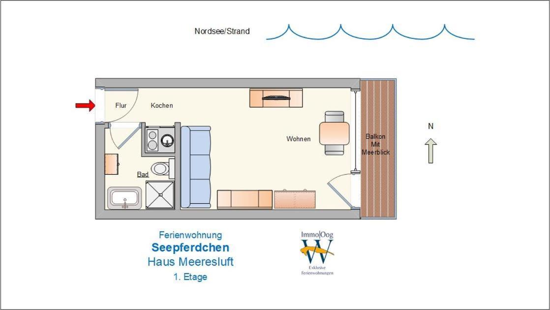 Seepferdchen - Kuscheliges Apartment Mit Meerblick-Balkon Wangerooge Eksteriør bilde